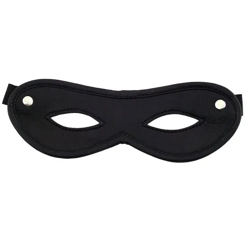 Rouge Garments Black Open Eye Bondage Leather Mask for Couples
