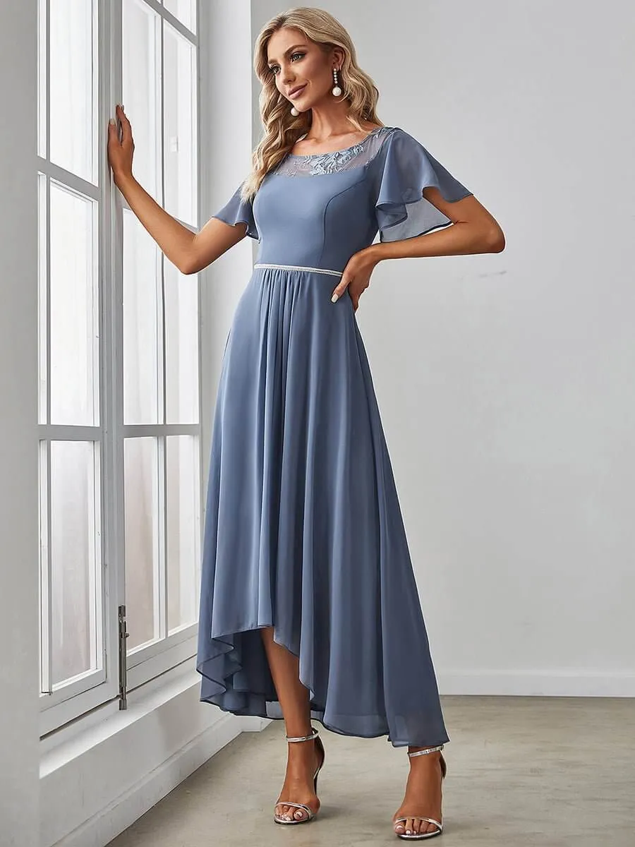 Roycebridal Connie dusky navy tea length high low mother of the bride dress s16 Express NZ wide