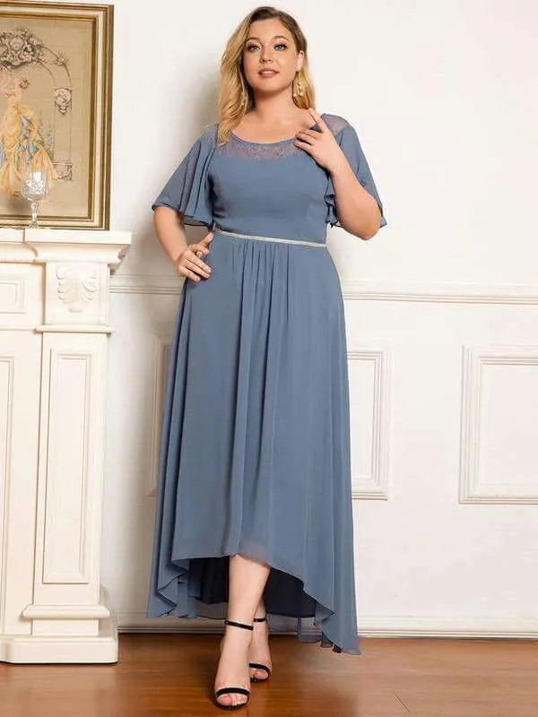 Roycebridal Connie dusky navy tea length high low mother of the bride dress s16 Express NZ wide