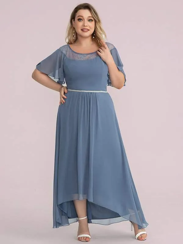 Roycebridal Connie dusky navy tea length high low mother of the bride dress s16 Express NZ wide