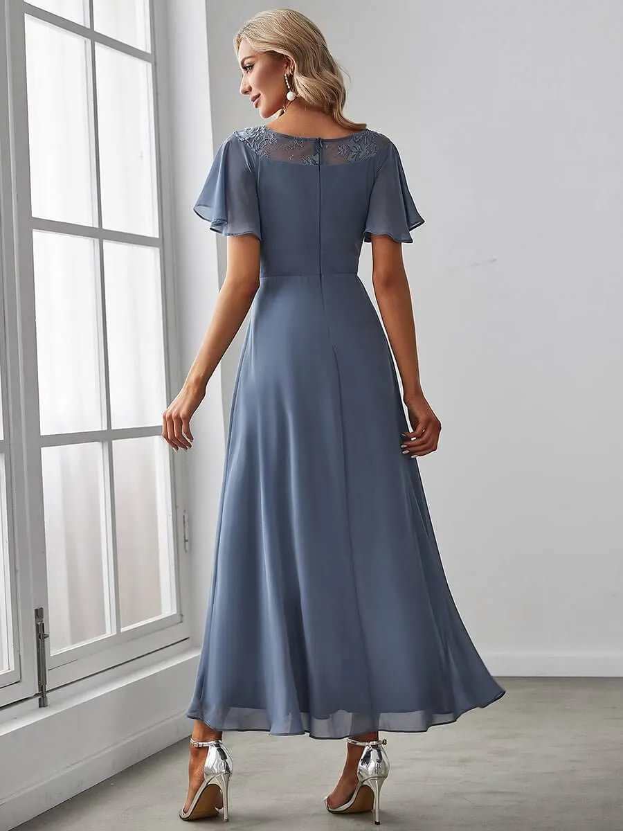 Roycebridal Connie dusky navy tea length high low mother of the bride dress s16 Express NZ wide