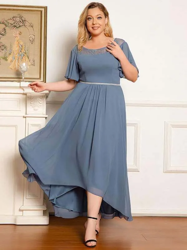 Roycebridal Connie dusky navy tea length high low mother of the bride dress s16 Express NZ wide