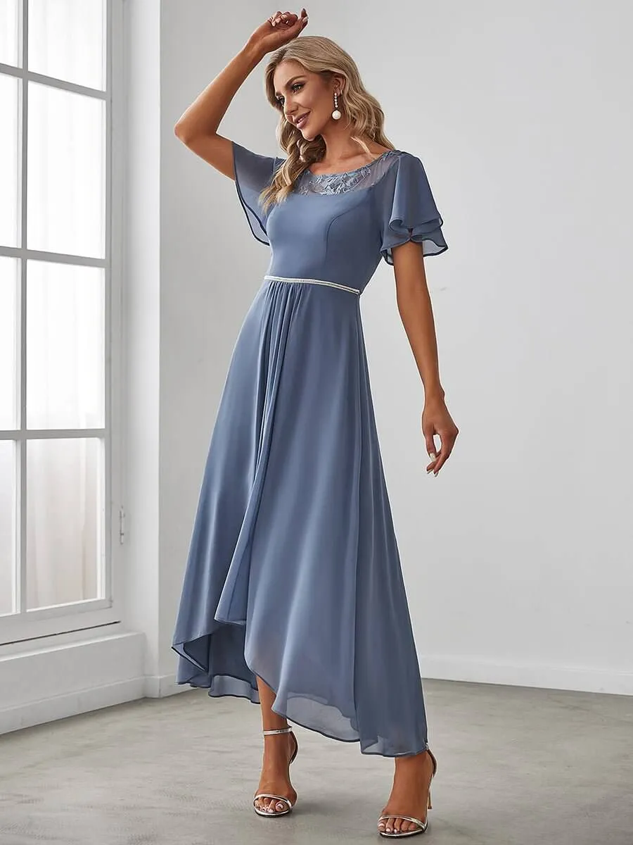 Roycebridal Connie dusky navy tea length high low mother of the bride dress s16 Express NZ wide