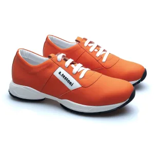 Rubberized Leather Atheltic Sneaker - Pumpkin