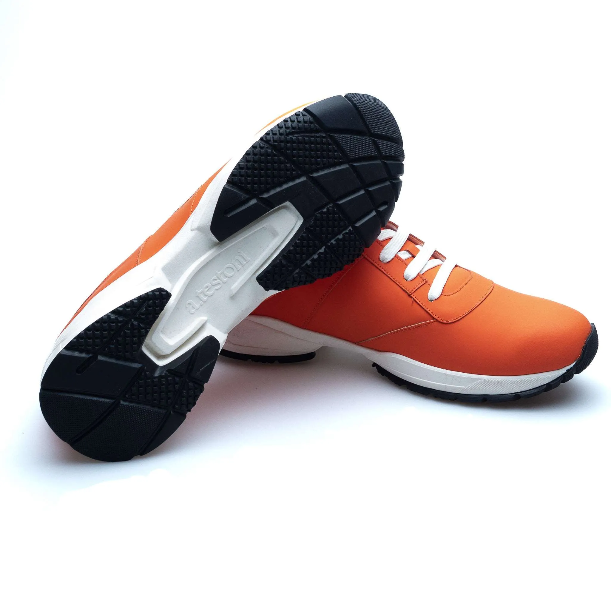 Rubberized Leather Atheltic Sneaker - Pumpkin