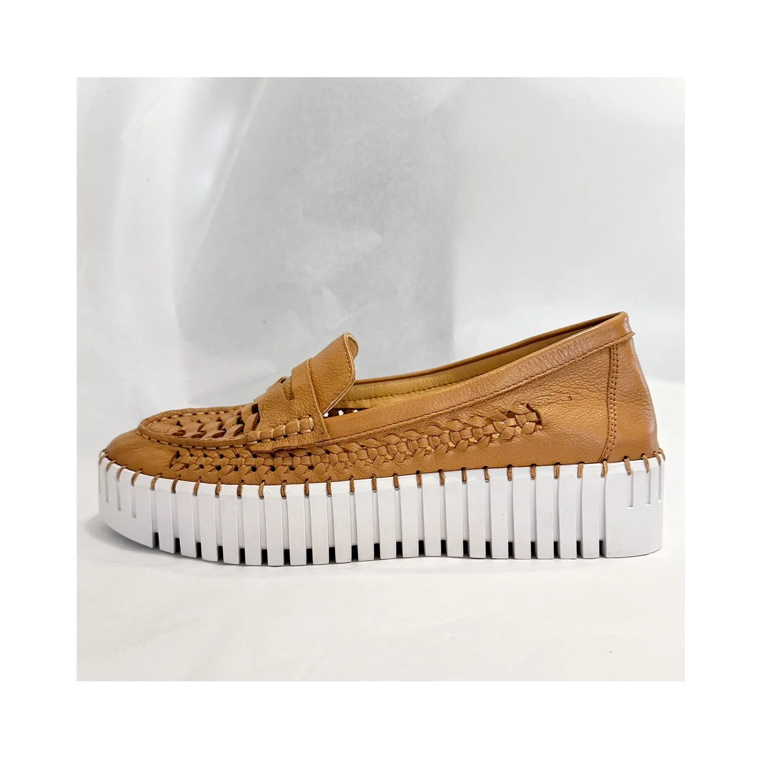 Shoe Brogany - Dark Tan & White