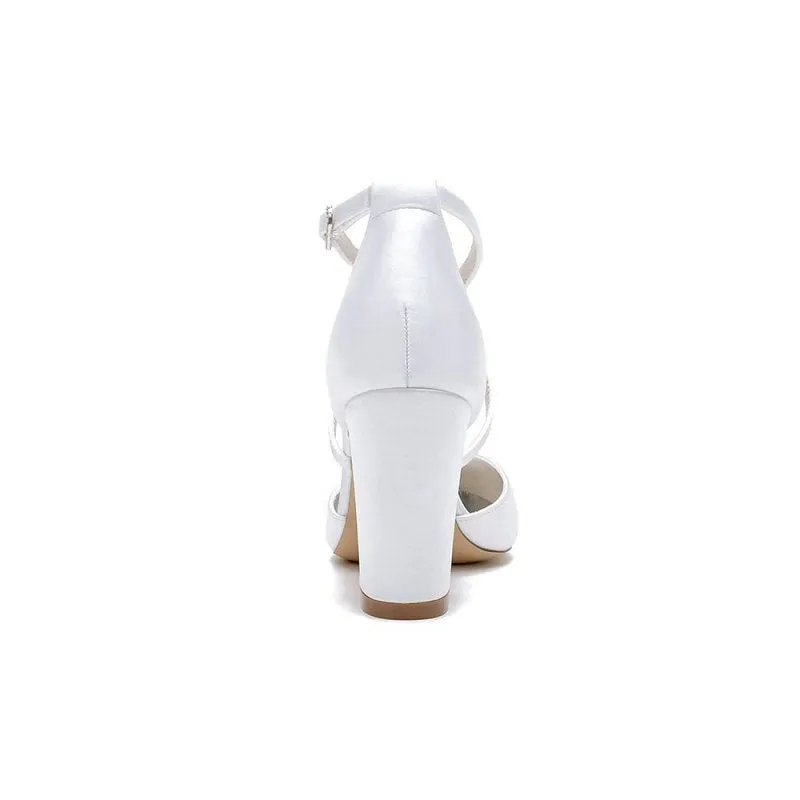 Silk Pump with Handcrafted Flower and Crystal Embellishments