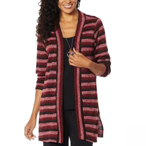Slinky Brand Women's Striped Long Sleeve Sweater Duster Cardigan
