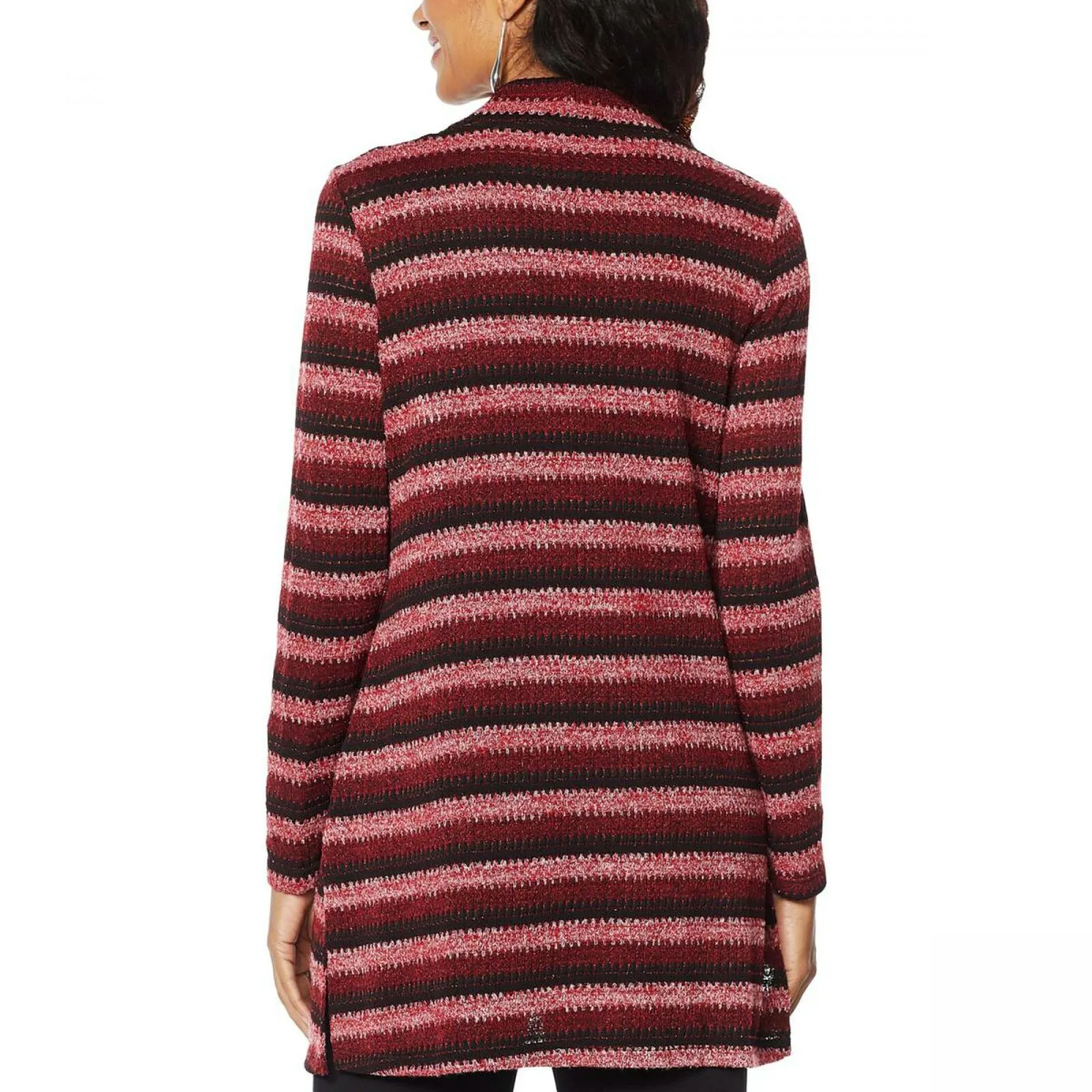 Slinky Brand Women's Striped Long Sleeve Sweater Duster Cardigan