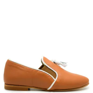 Sonatina Camel and White Tassel Smoking Loafer