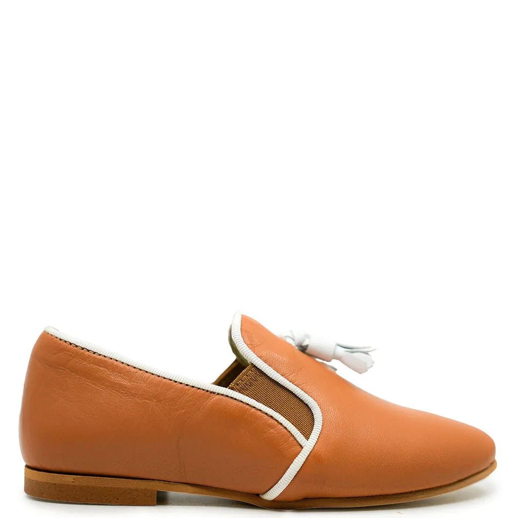 Sonatina Camel and White Tassel Smoking Loafer