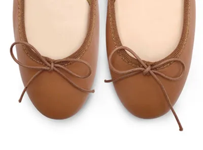 Tan leather ballet flats