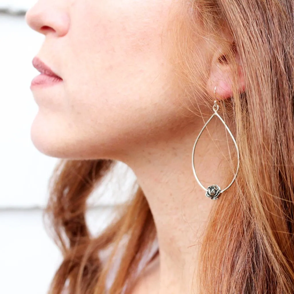 Tear Drop Rose Bud Earrings Made by Ivry Belle Jewelry / Tear Drop Rose Bud Earrings