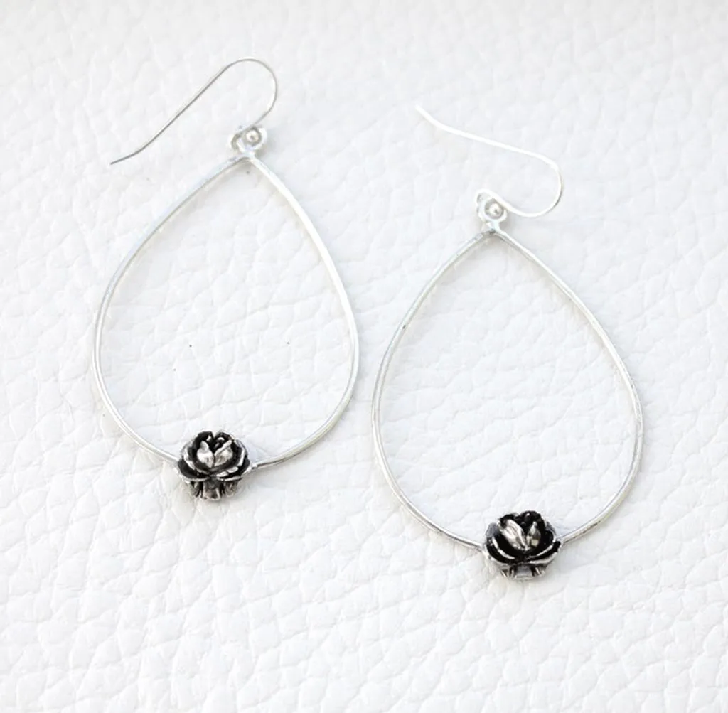 Tear Drop Rose Bud Earrings Made by Ivry Belle Jewelry / Tear Drop Rose Bud Earrings
