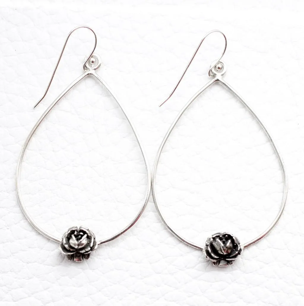 Tear Drop Rose Bud Earrings Made by Ivry Belle Jewelry / Tear Drop Rose Bud Earrings