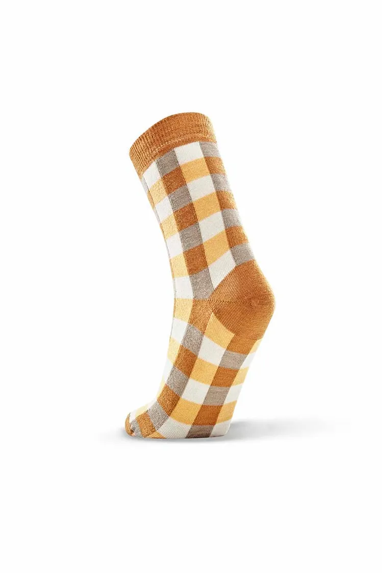 Tic Tac Toe Merino Sock - Yellow
