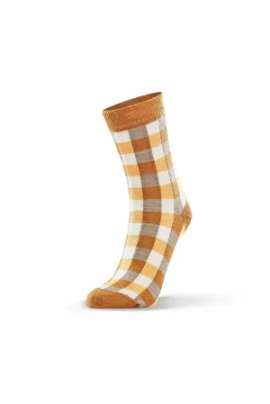 Tic Tac Toe Merino Sock - Yellow