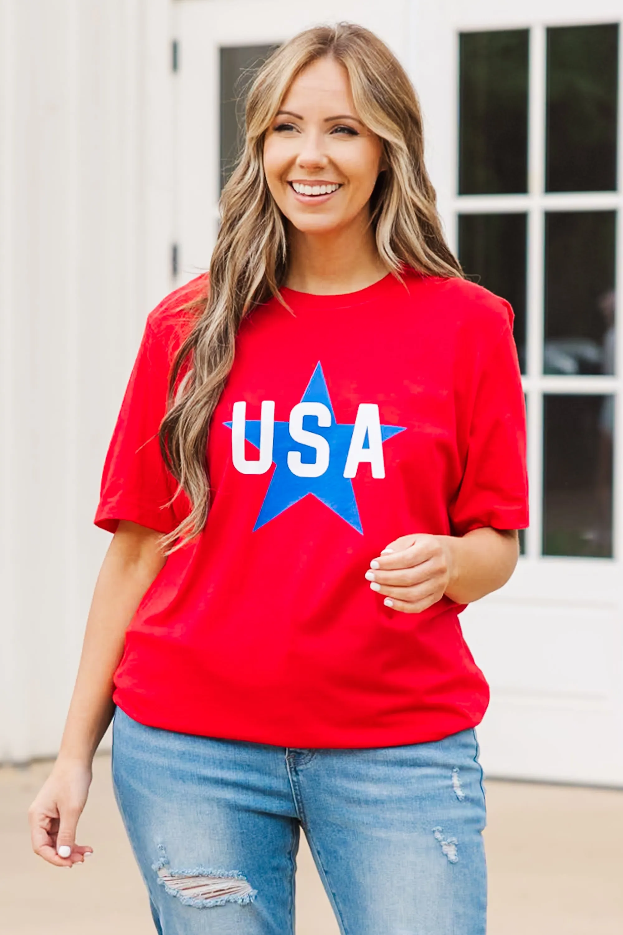 USA Vibes Tee, Canvas Red