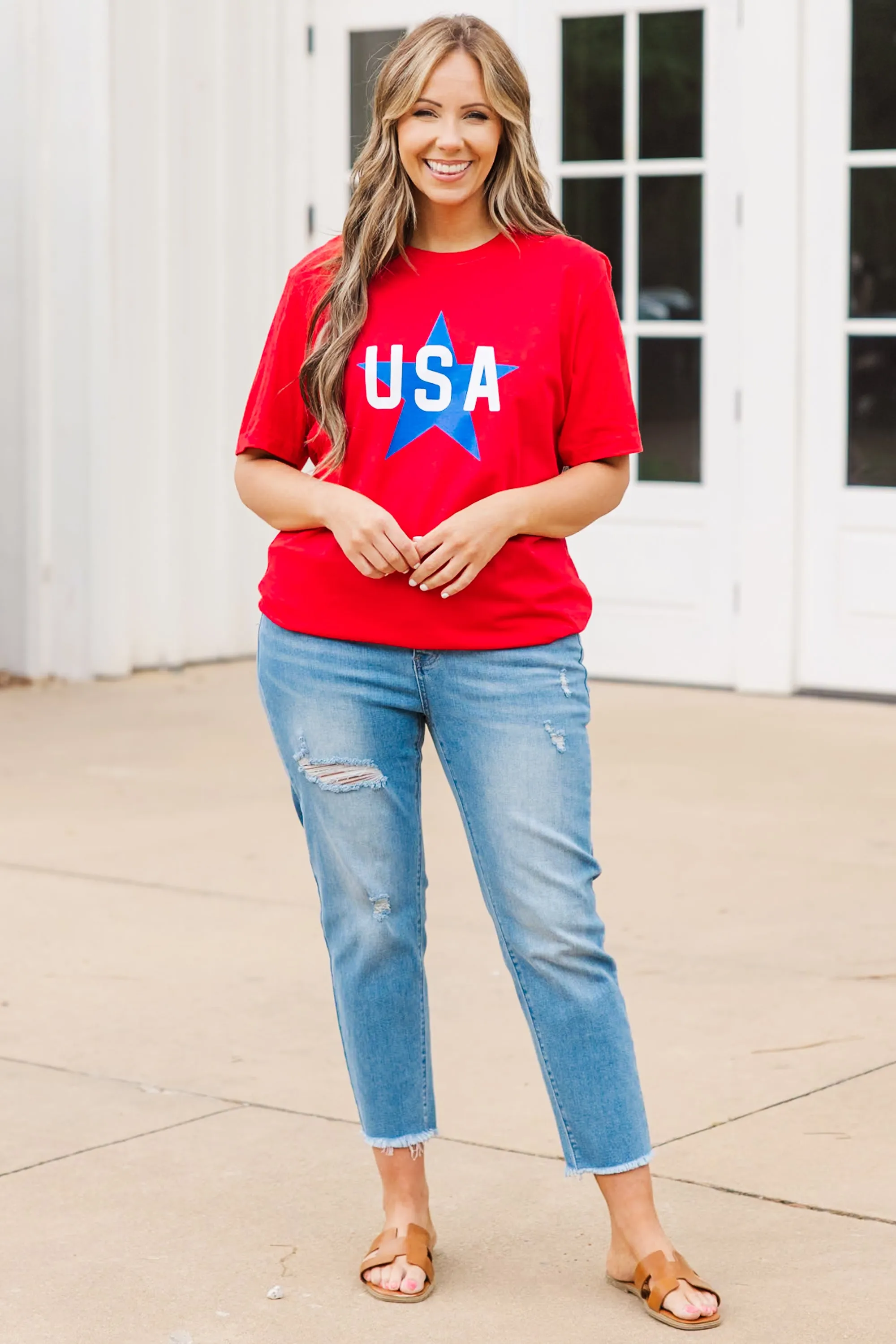 USA Vibes Tee, Canvas Red