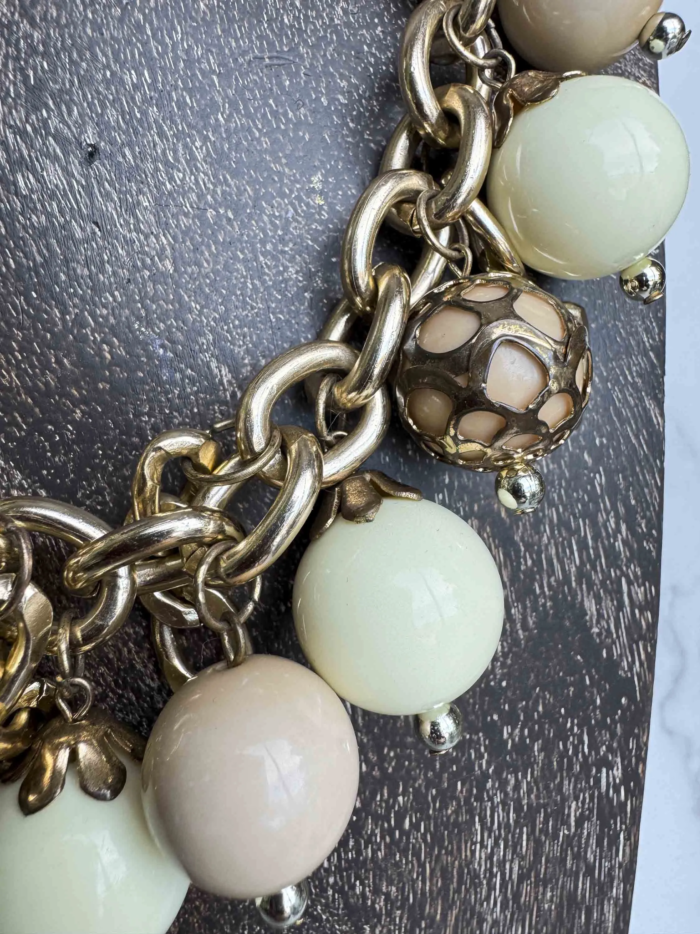 Vintage Chunky Gold Chain Bauble Necklace