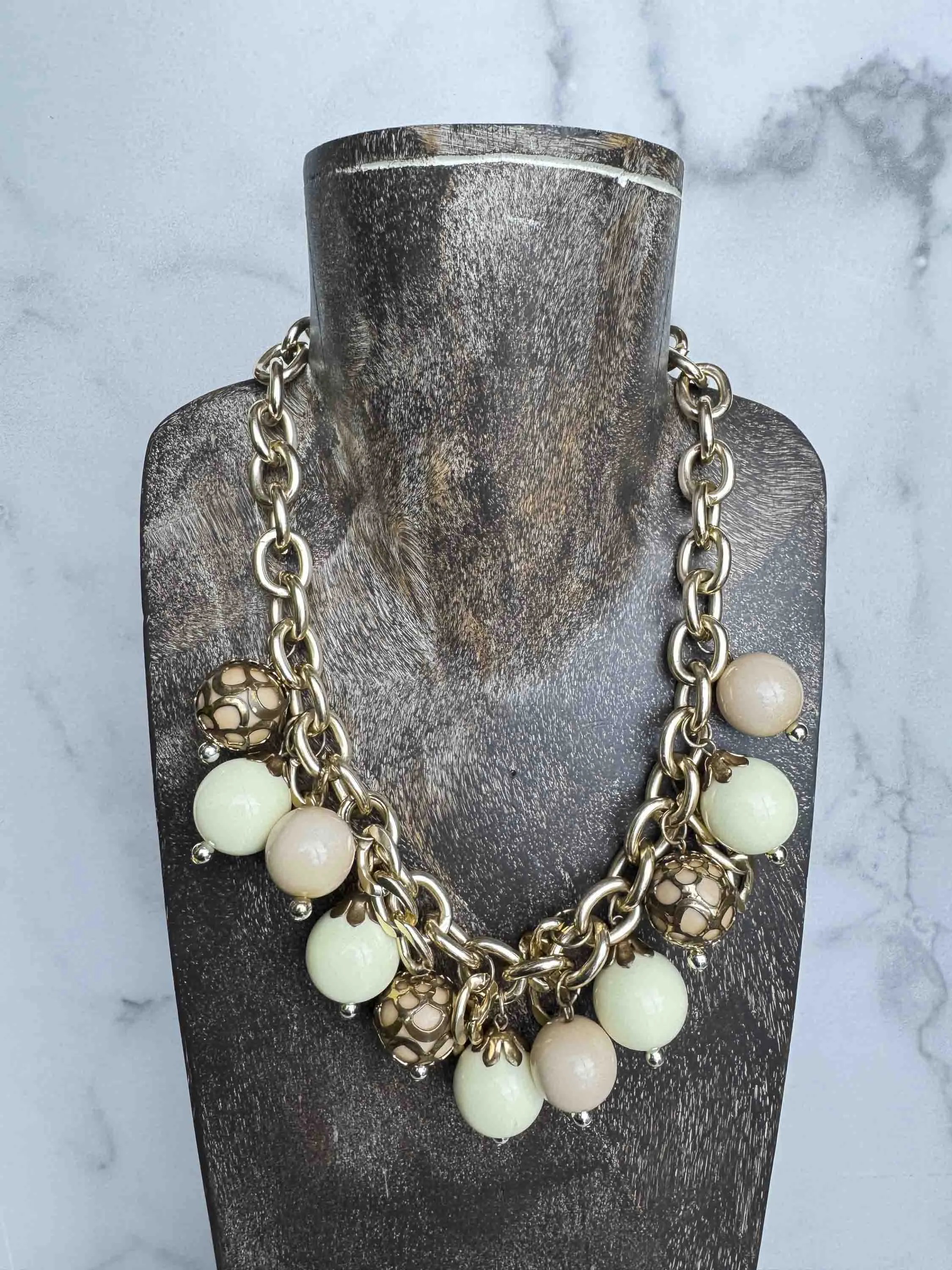 Vintage Chunky Gold Chain Bauble Necklace