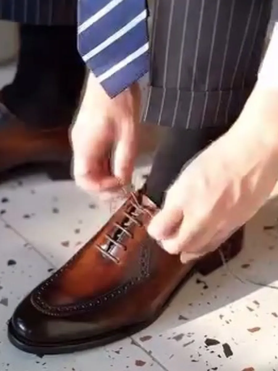 Vintage Lace-Up Oxford Handmade Leather Shoes
