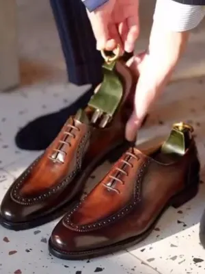 Vintage Lace-Up Oxford Handmade Leather Shoes