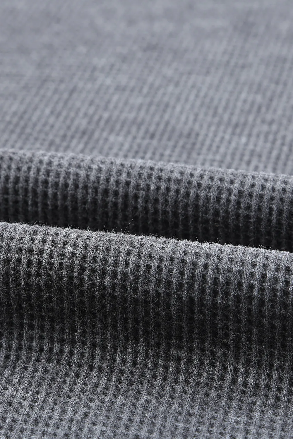 Waffle Knit Side Slit Pullover Top