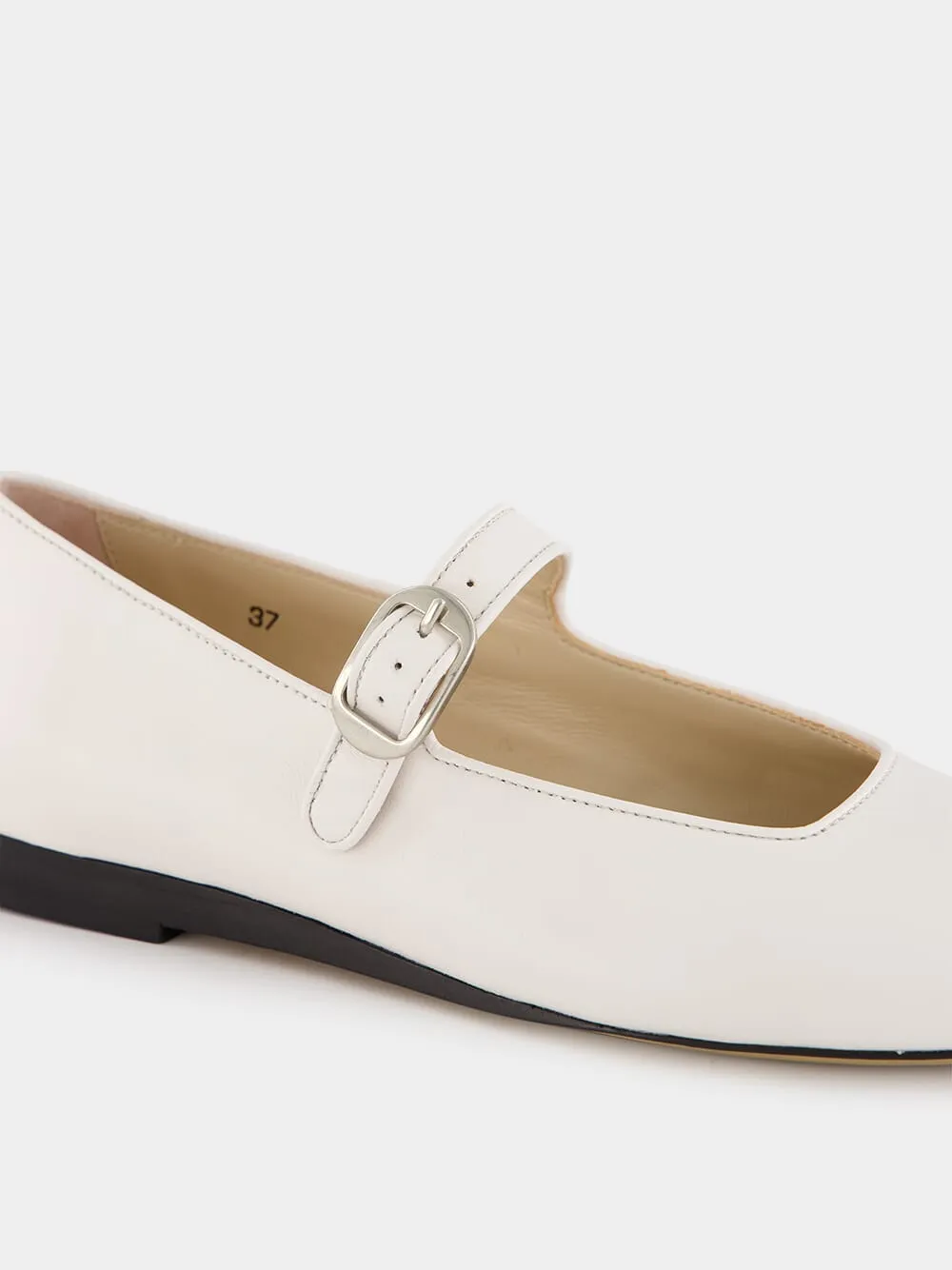 White Mary Jane Flats