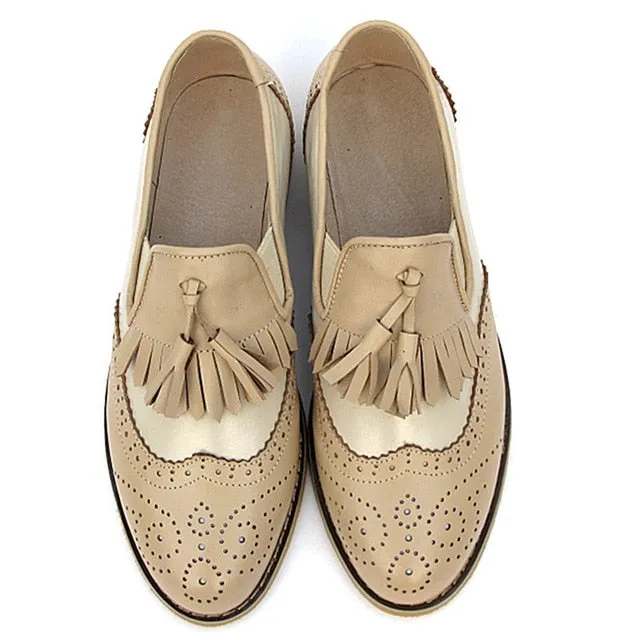 Women oxford Spring shoes genuine leather loafers for woman sneakers female oxfords ladies tassel single shoes 2019 summer shoes