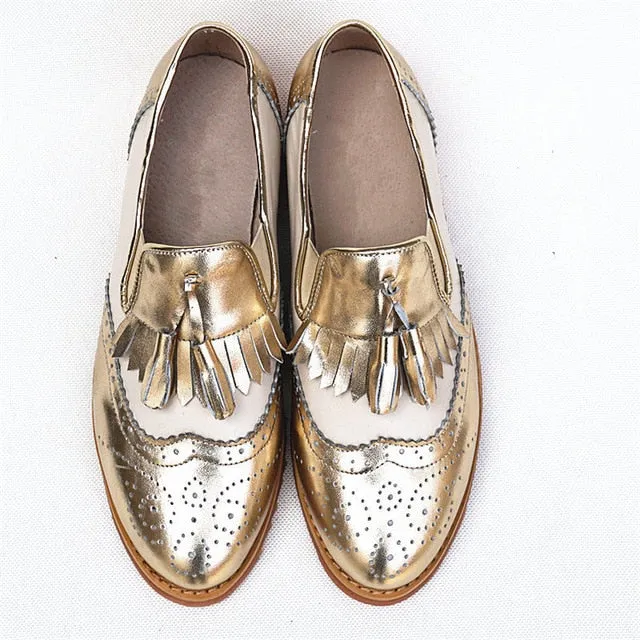 Women oxford Spring shoes genuine leather loafers for woman sneakers female oxfords ladies tassel single shoes 2019 summer shoes