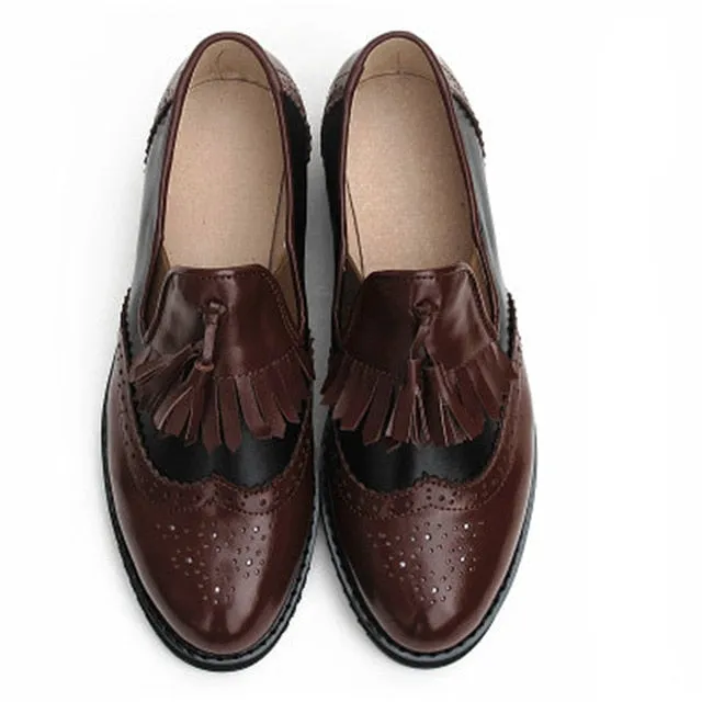 Women oxford Spring shoes genuine leather loafers for woman sneakers female oxfords ladies tassel single shoes 2019 summer shoes