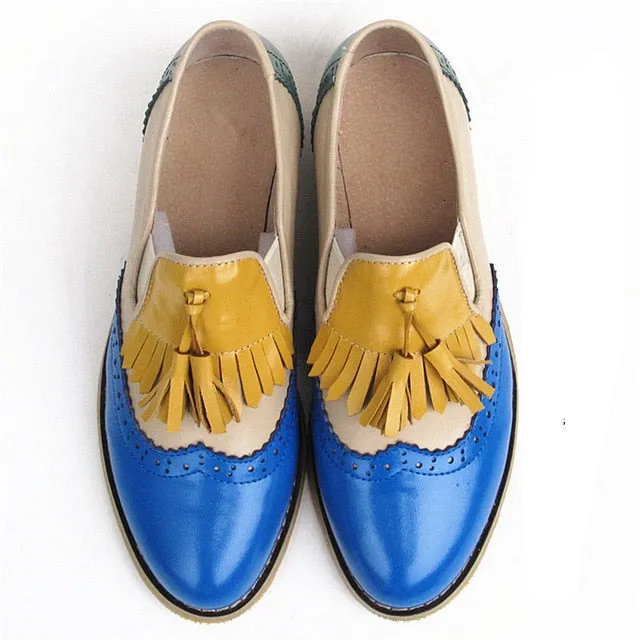 Women oxford Spring shoes genuine leather loafers for woman sneakers female oxfords ladies tassel single shoes 2019 summer shoes