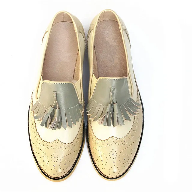 Women oxford Spring shoes genuine leather loafers for woman sneakers female oxfords ladies tassel single shoes 2019 summer shoes