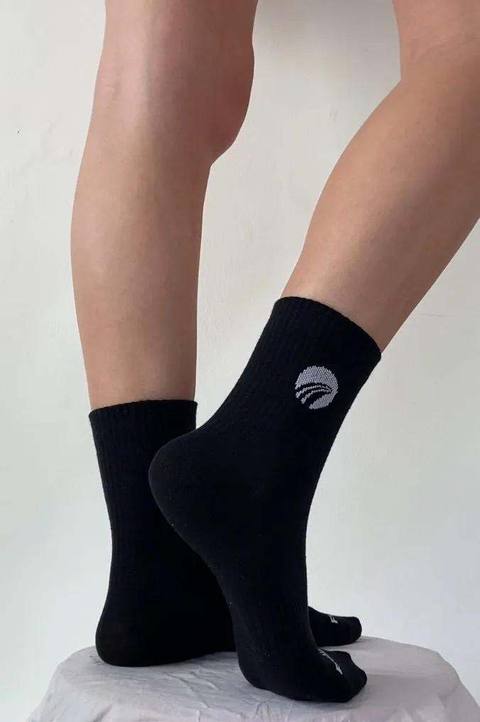 Women's Black Crew Socks
