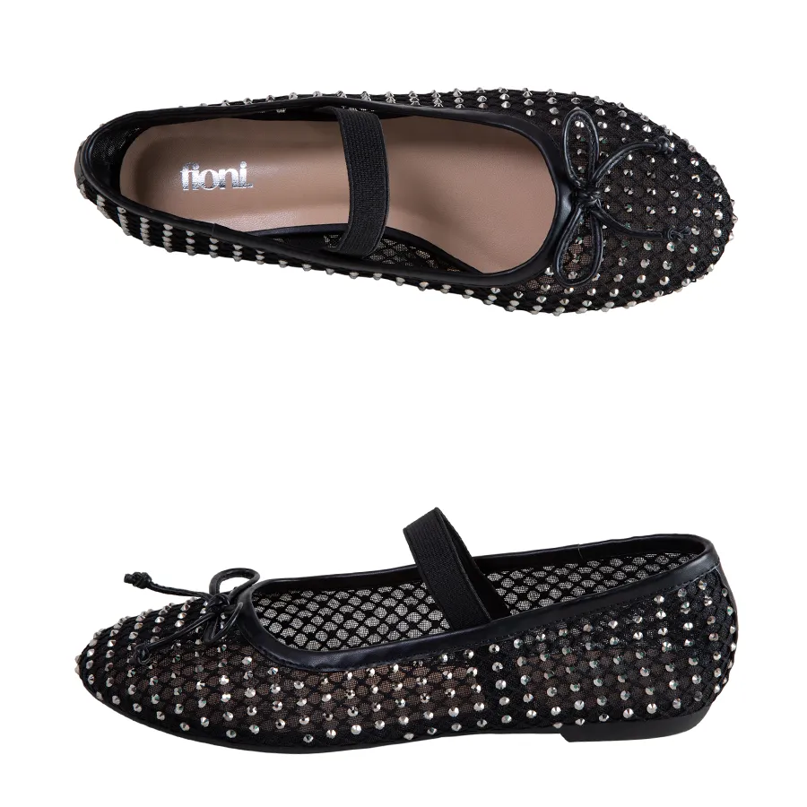 Women's Mesh Elle Rhinestone Flat