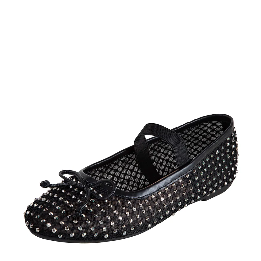 Women's Mesh Elle Rhinestone Flat