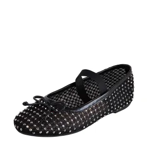 Women's Mesh Elle Rhinestone Flat