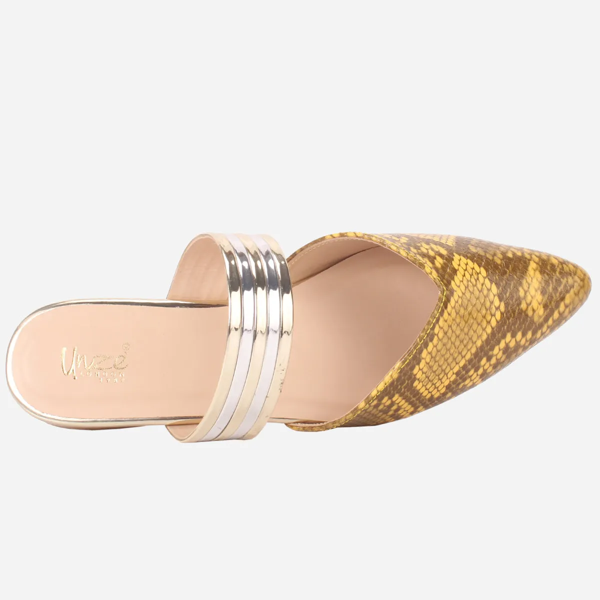 Womens "NISHA" Pointy Slide In Summer Flat Shoes