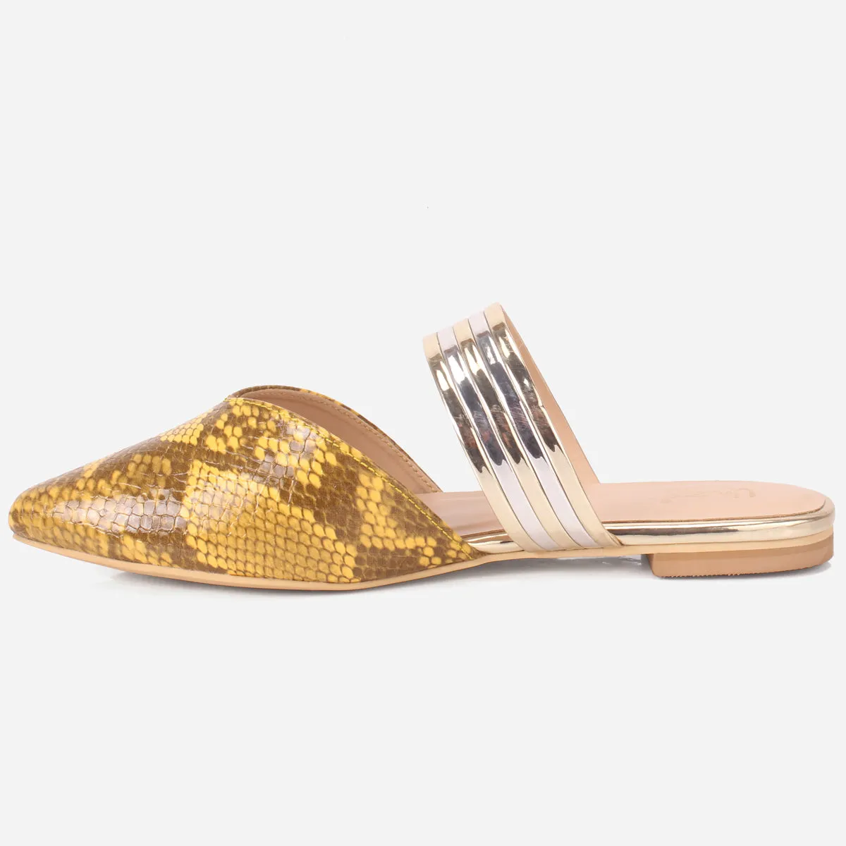 Womens "NISHA" Pointy Slide In Summer Flat Shoes