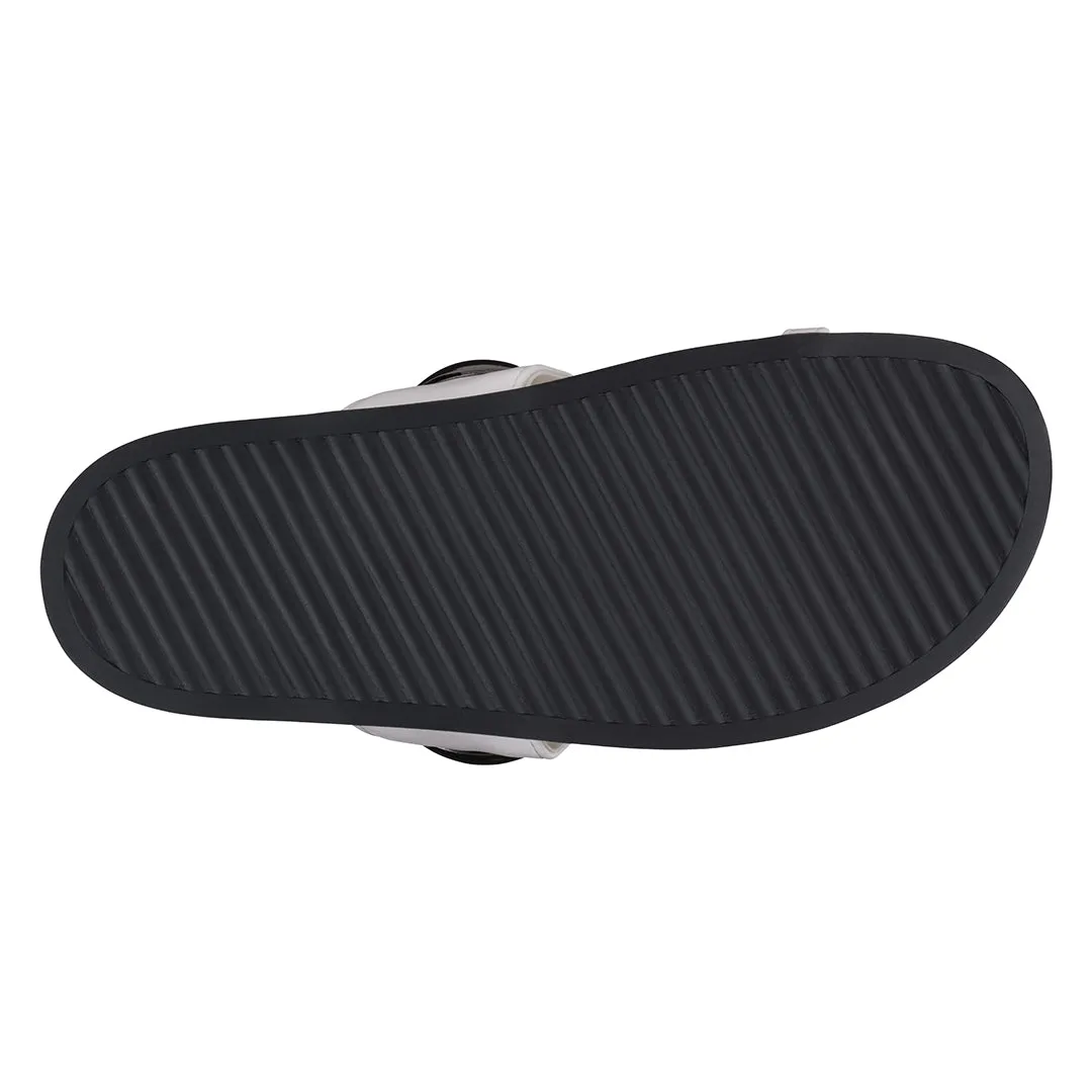 Women's Sonya White Toe Ring Hardware Slide Footbed Sandals