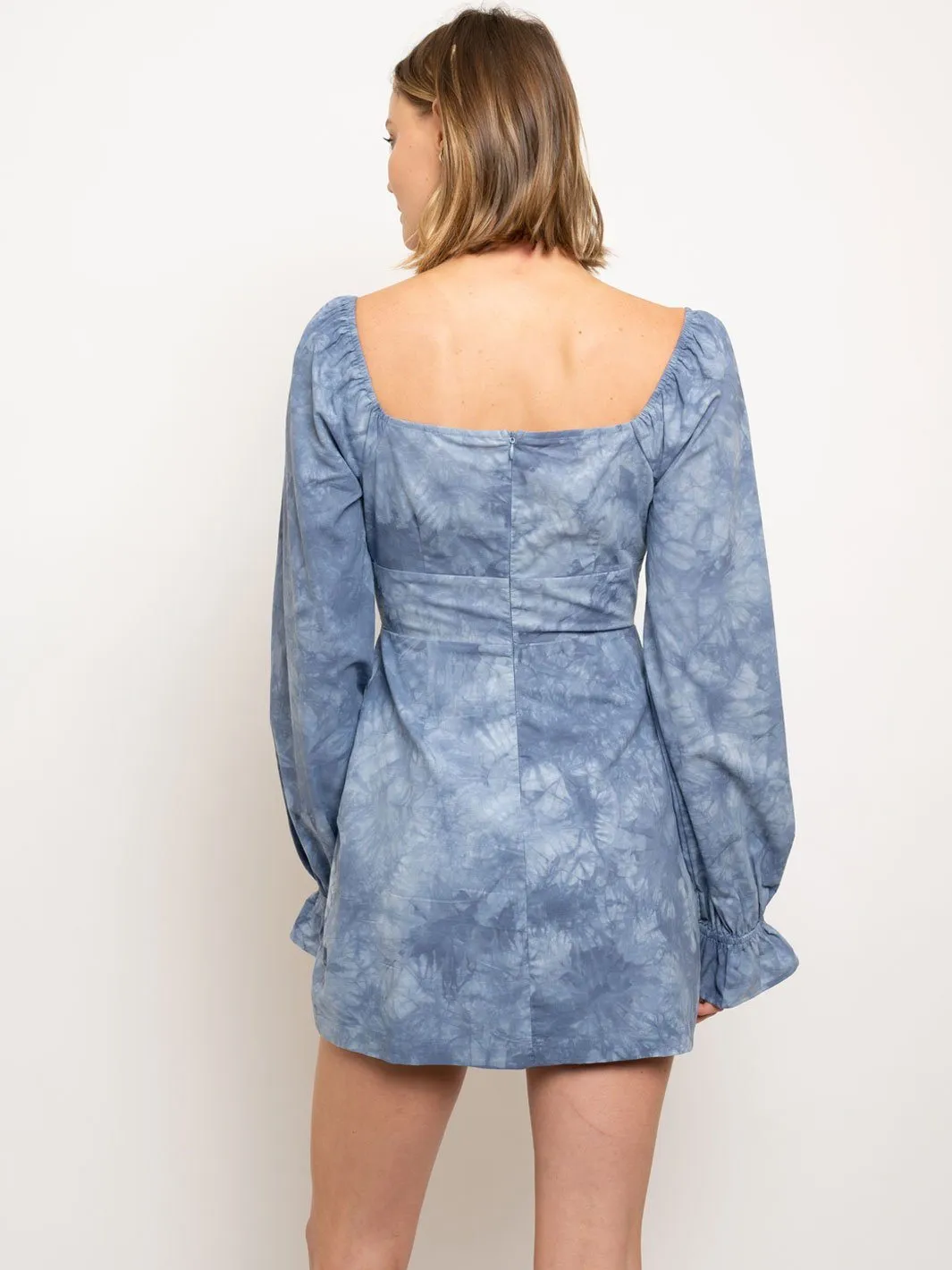 WOMEN'S TIE DYE LACE UP MINI DRESS